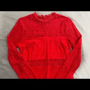 Red Lace Long Sleeve Dress